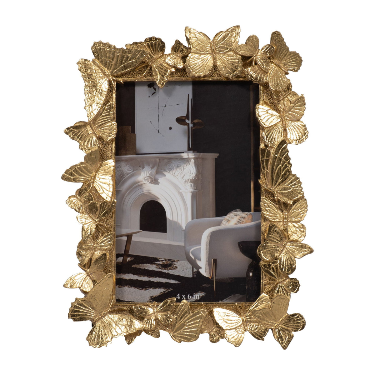 4" x 6" Butterflies Photo Frame - Gold
