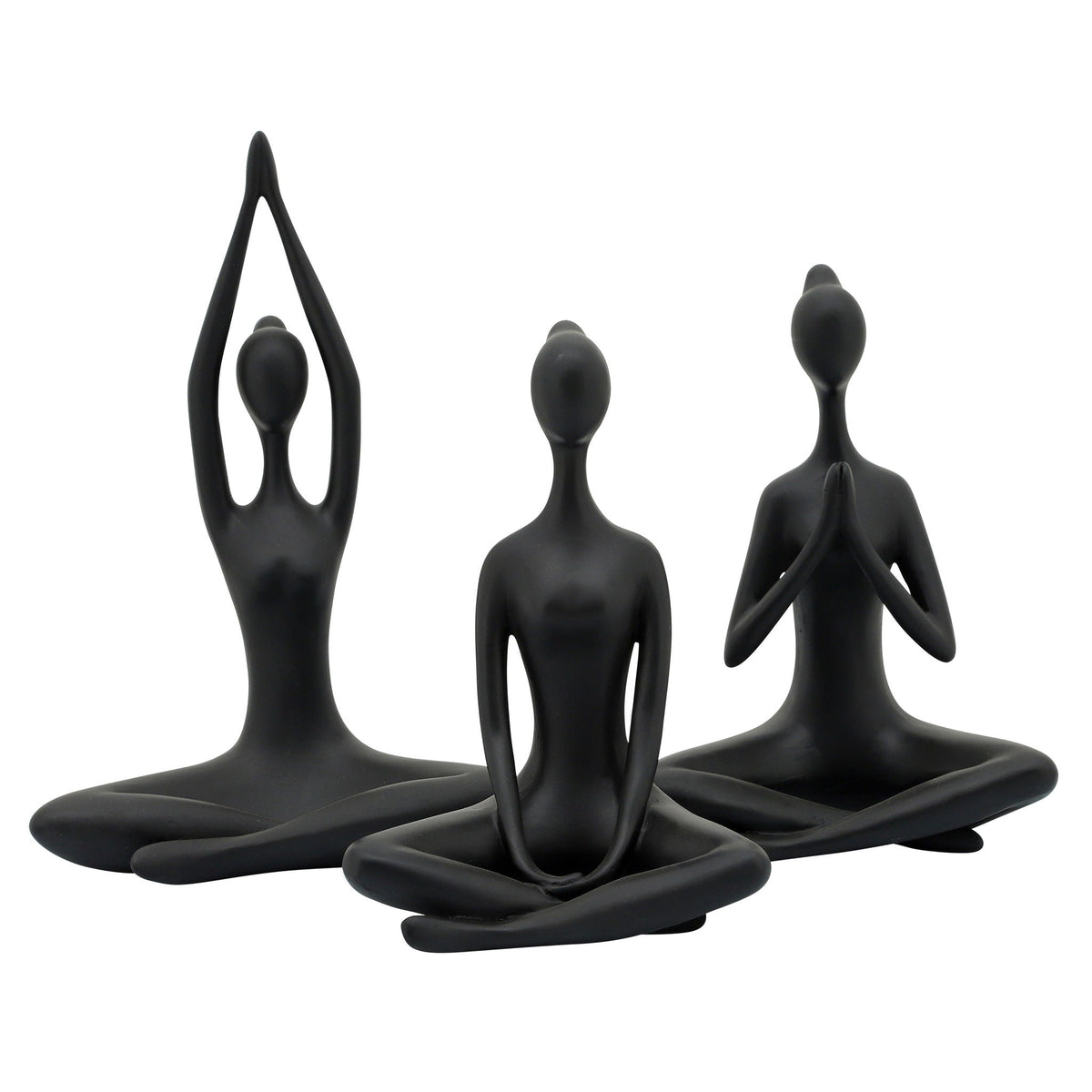 10" Resin Yoga Ladies (Set of 3) - Black
