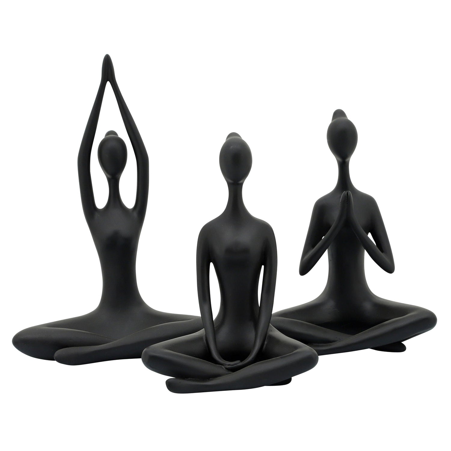 10" Resin Yoga Ladies (Set of 3) - Black