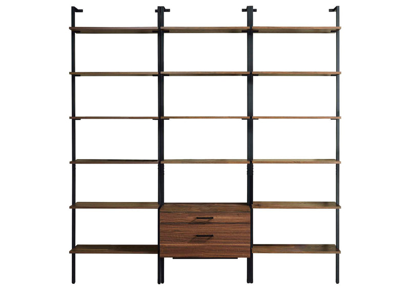 980074-S3 Owens 3-piece 96-inch Wall Mounted Bookshelf Set Walnut