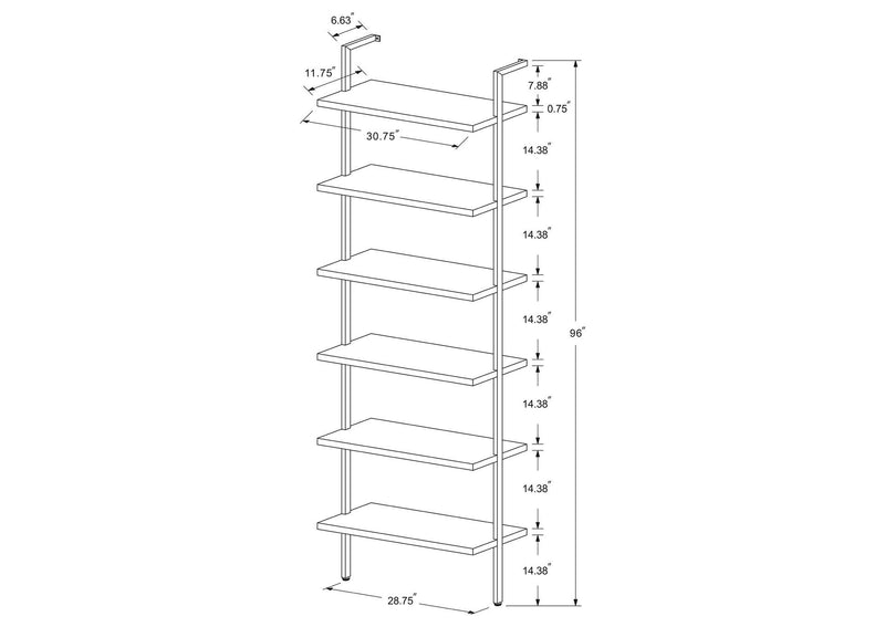 980074-S3 Owens 3-piece 96-inch Wall Mounted Bookshelf Set Walnut