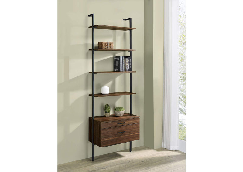 980074 Owens 96-inch 4-shelf Storage Wall Bookshelf Walnut