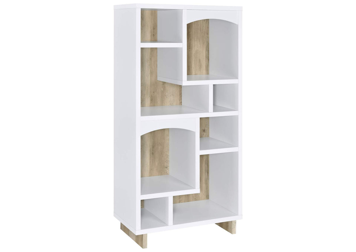 980075 Dalton 65-inch 6-shelf Bookcase White and Distressed Pine