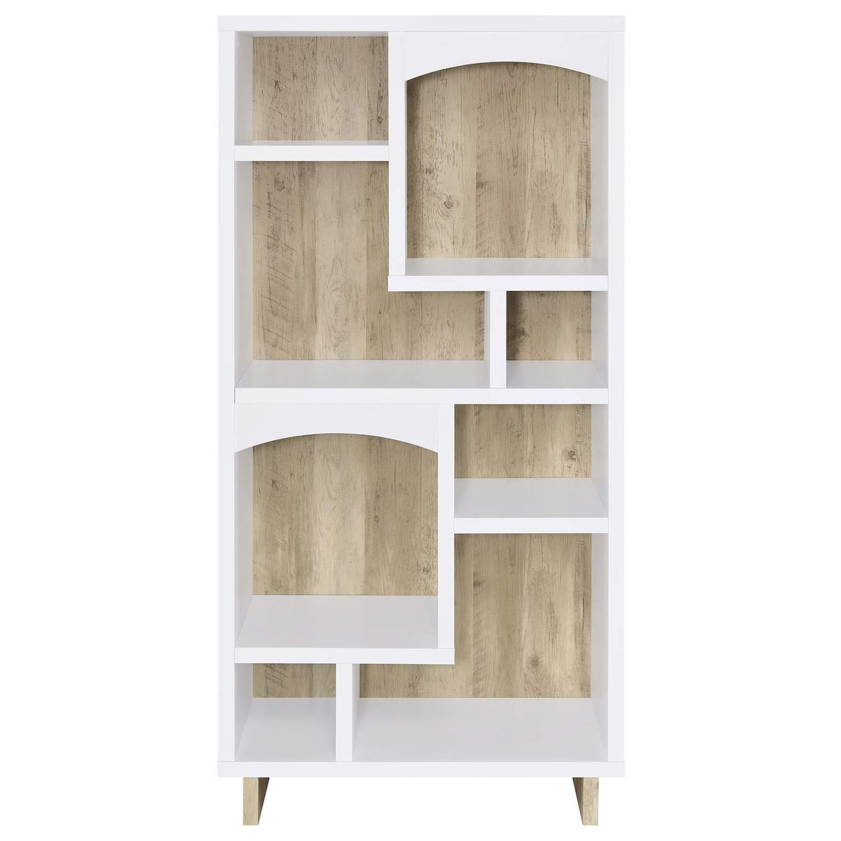 980075 Dalton 65-inch 6-shelf Bookcase White and Distressed Pine