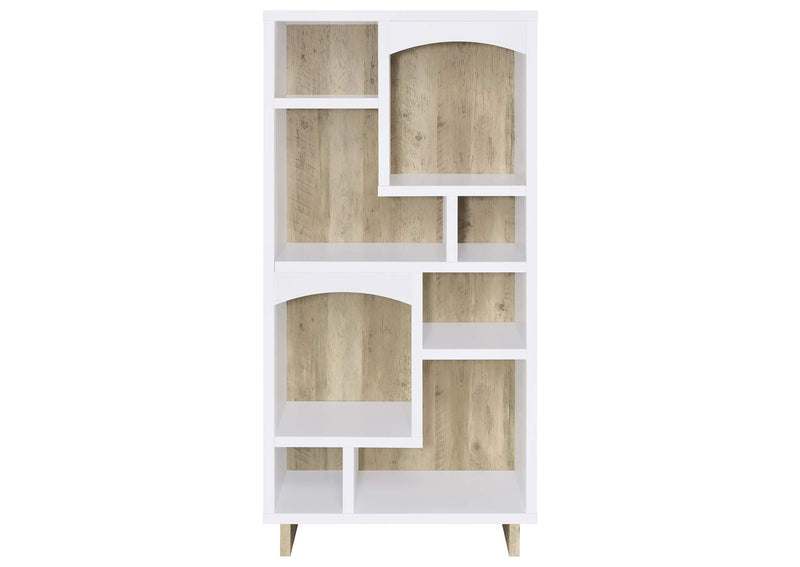 980075 Dalton 65-inch 6-shelf Bookcase White and Distressed Pine