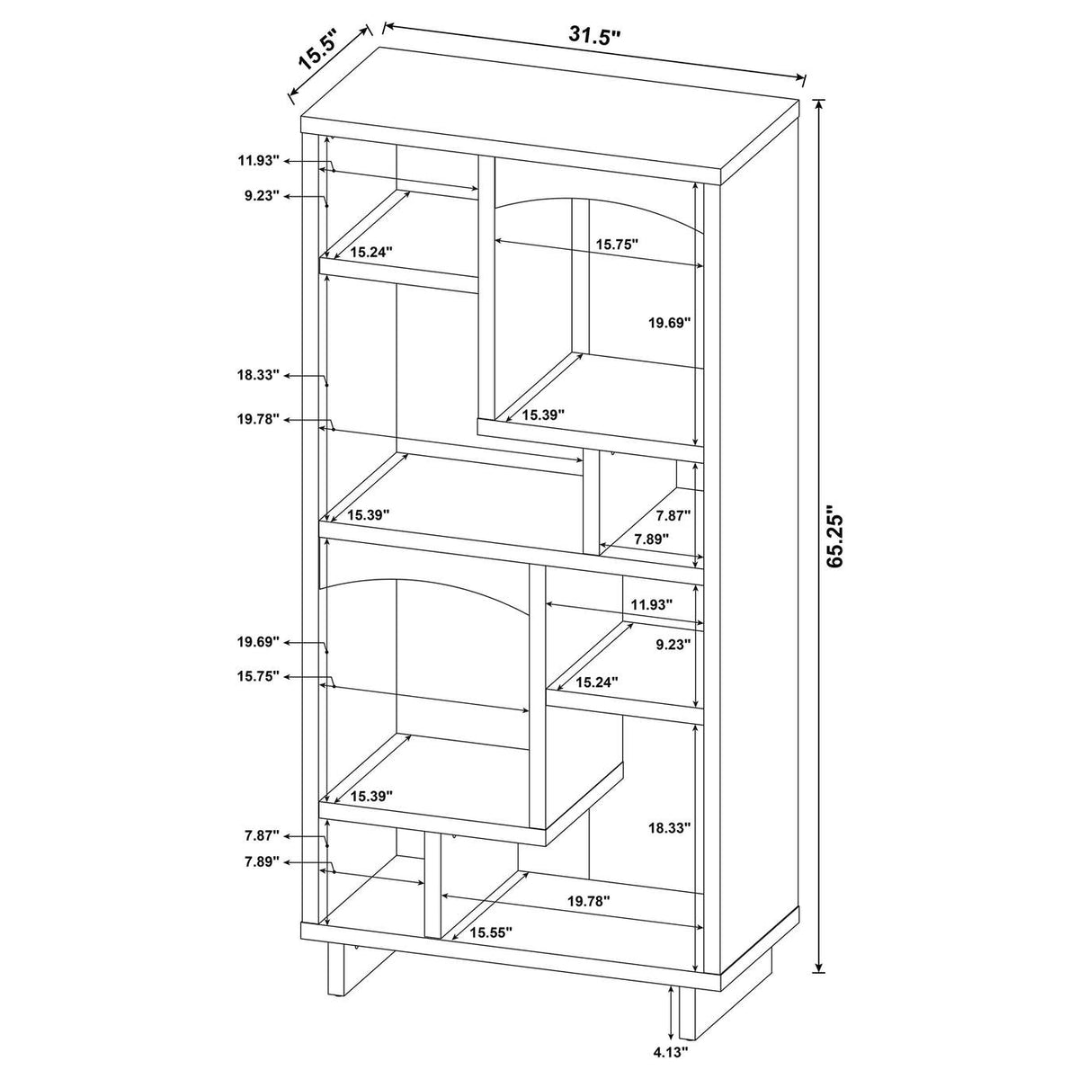 980075 Dalton 65-inch 6-shelf Bookcase White and Distressed Pine