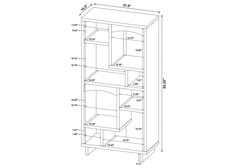 980075 Dalton 65-inch 6-shelf Bookcase White and Distressed Pine
