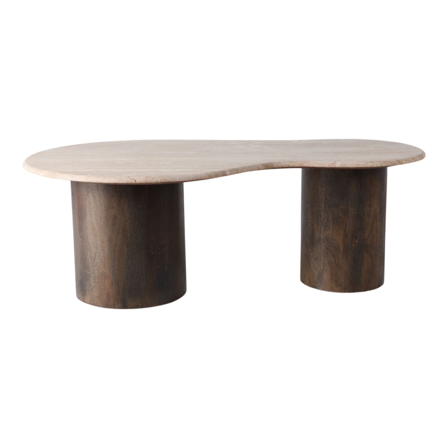 48" x 16 Curvy Travertine Top Coffee Table - Brown (2 Boxes)