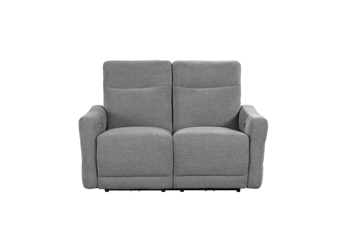 9804DV-2PWH Edition Power Double Lay Flat Reclining Love Seat with Power Headrests and USB Ports