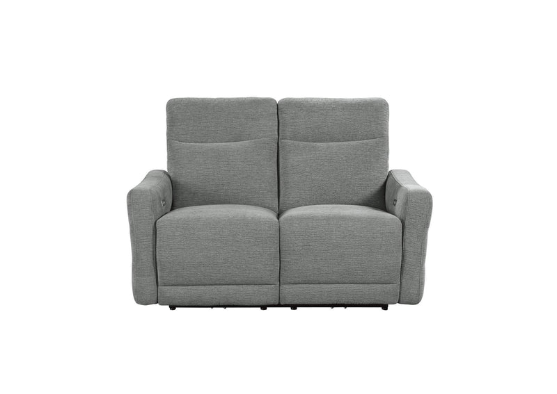 9804DV-2PWH Edition Power Double Lay Flat Reclining Love Seat with Power Headrests and USB Ports