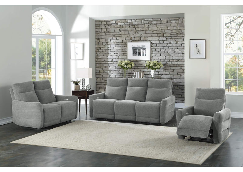 9804DV-2PWH Edition Power Double Lay Flat Reclining Love Seat with Power Headrests and USB Ports