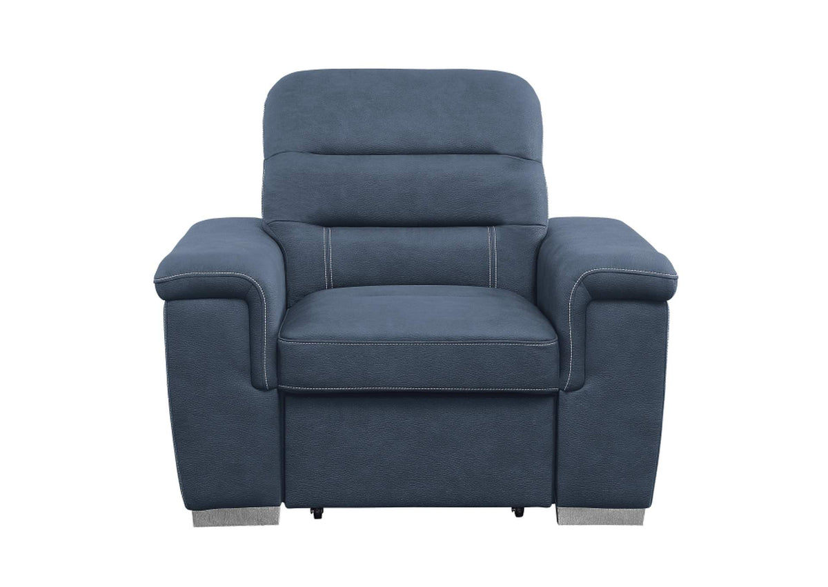 9808BUE-1 Alfio Chair with Pull-out Ottoman