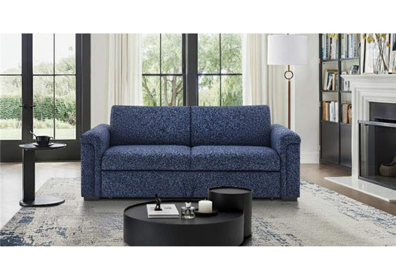U0211-NAVY-PO_SB U0211 NAVY PULL OUT SOFA BED WITH LED ACRYLIC SHELVES AND SPEAKERS