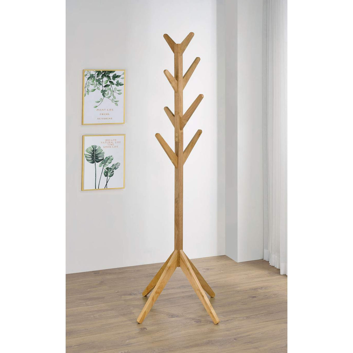 983271 Margaret Solid Wood Coat Rack Clothing Hanger Natural Oak