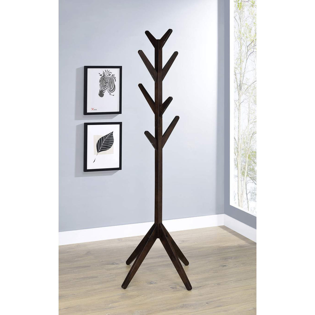 983273 Margaret Solid Wood Coat Rack Clothing Hanger Cappuccino