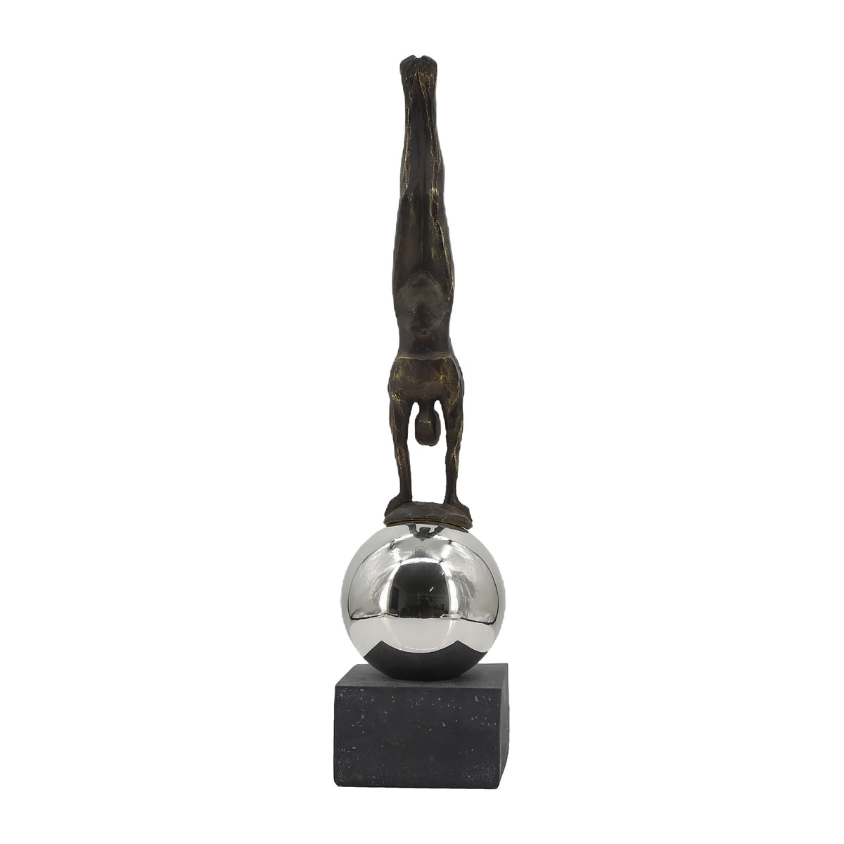 23" Augustolo Statuary With Steel Sphere - Bronze
