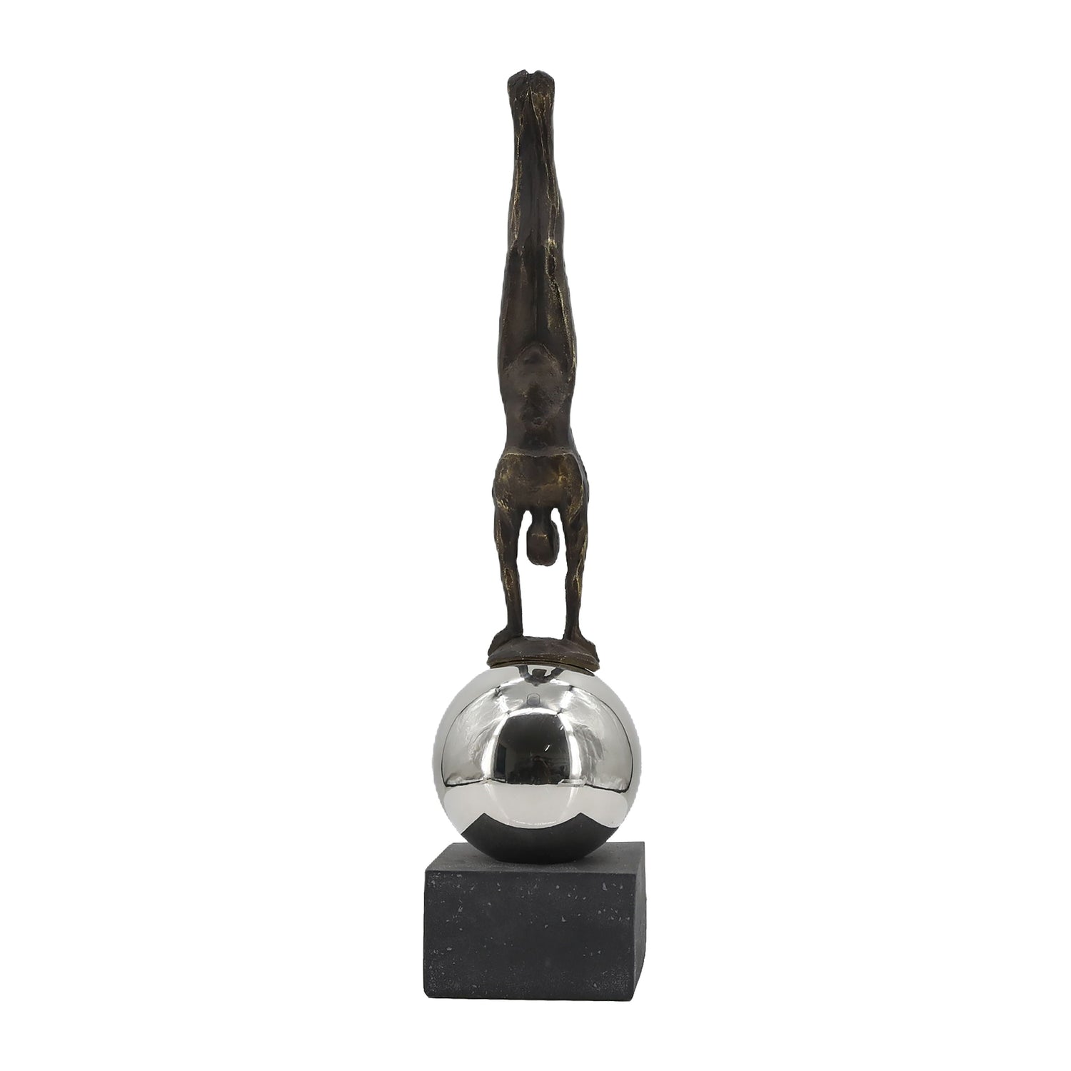 23" Augustolo Statuary With Steel Sphere - Bronze