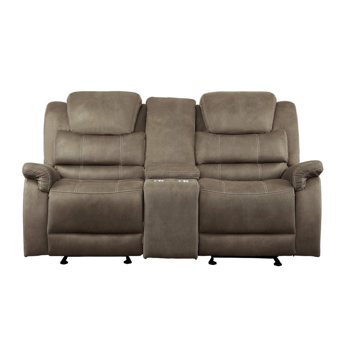 9848BR-2 Shola Double Glider Reclining Love Seat with Center Console