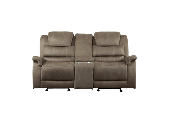 9848BR-2 Shola Double Glider Reclining Love Seat with Center Console