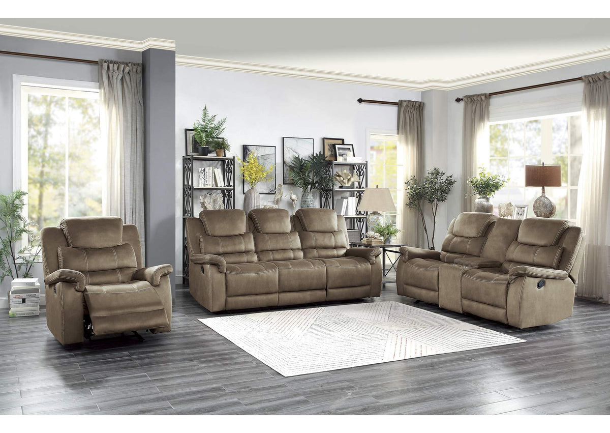 9848BR-2 Shola Double Glider Reclining Love Seat with Center Console
