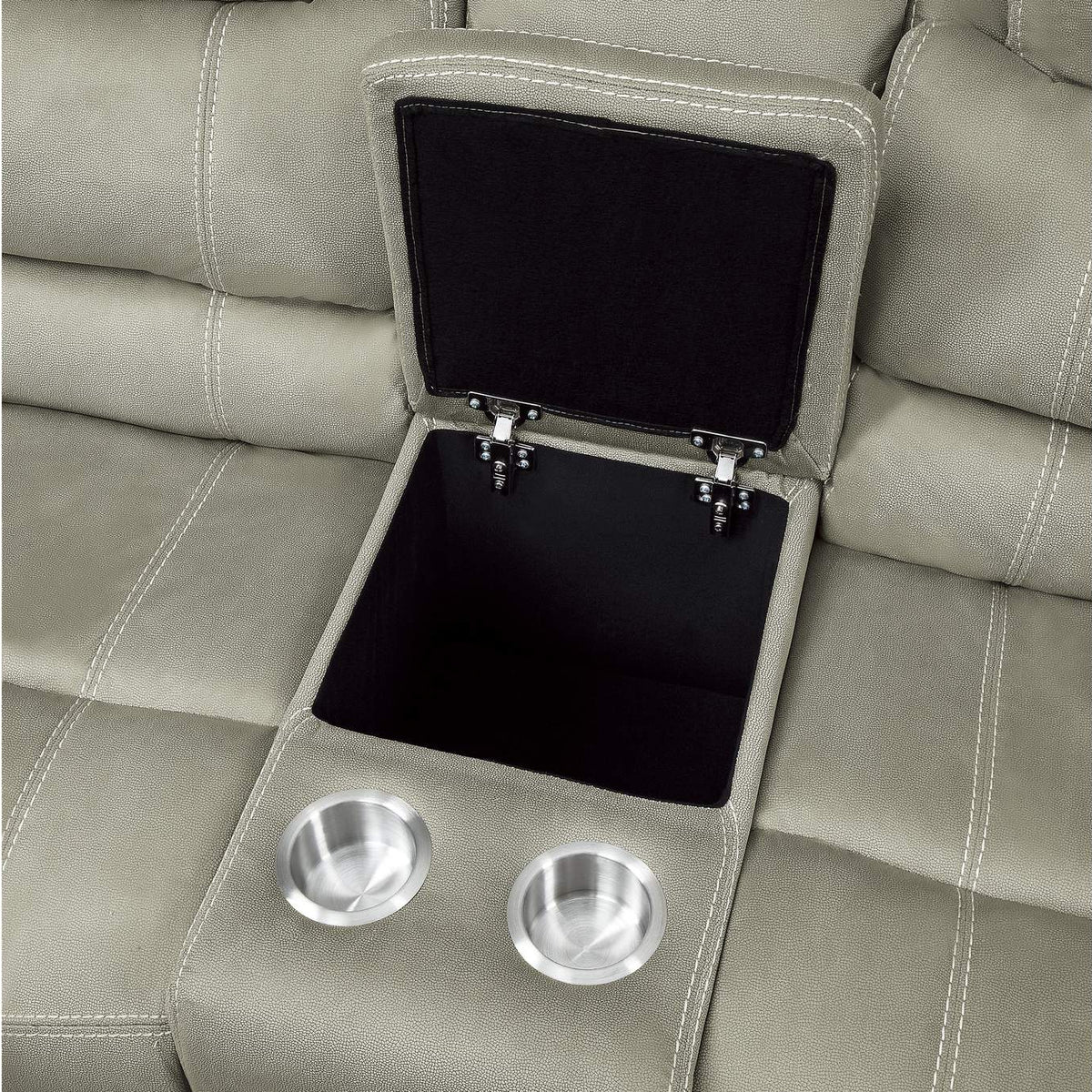 9848GY-2PWH Shola Power Double Reclining Love Seat with Center Console, Power Headrests and USB Ports