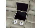9848GY-2PWH Shola Power Double Reclining Love Seat with Center Console, Power Headrests and USB Ports