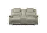 9848GY-2PWH Shola Power Double Reclining Love Seat with Center Console, Power Headrests and USB Ports