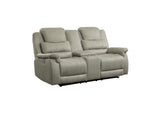 9848GY-2PWH Shola Power Double Reclining Love Seat with Center Console, Power Headrests and USB Ports