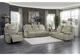 9848GY-3 Shola Double Reclining Sofa with Center Drop-Down Cup Holders, Receptacles and USB Ports