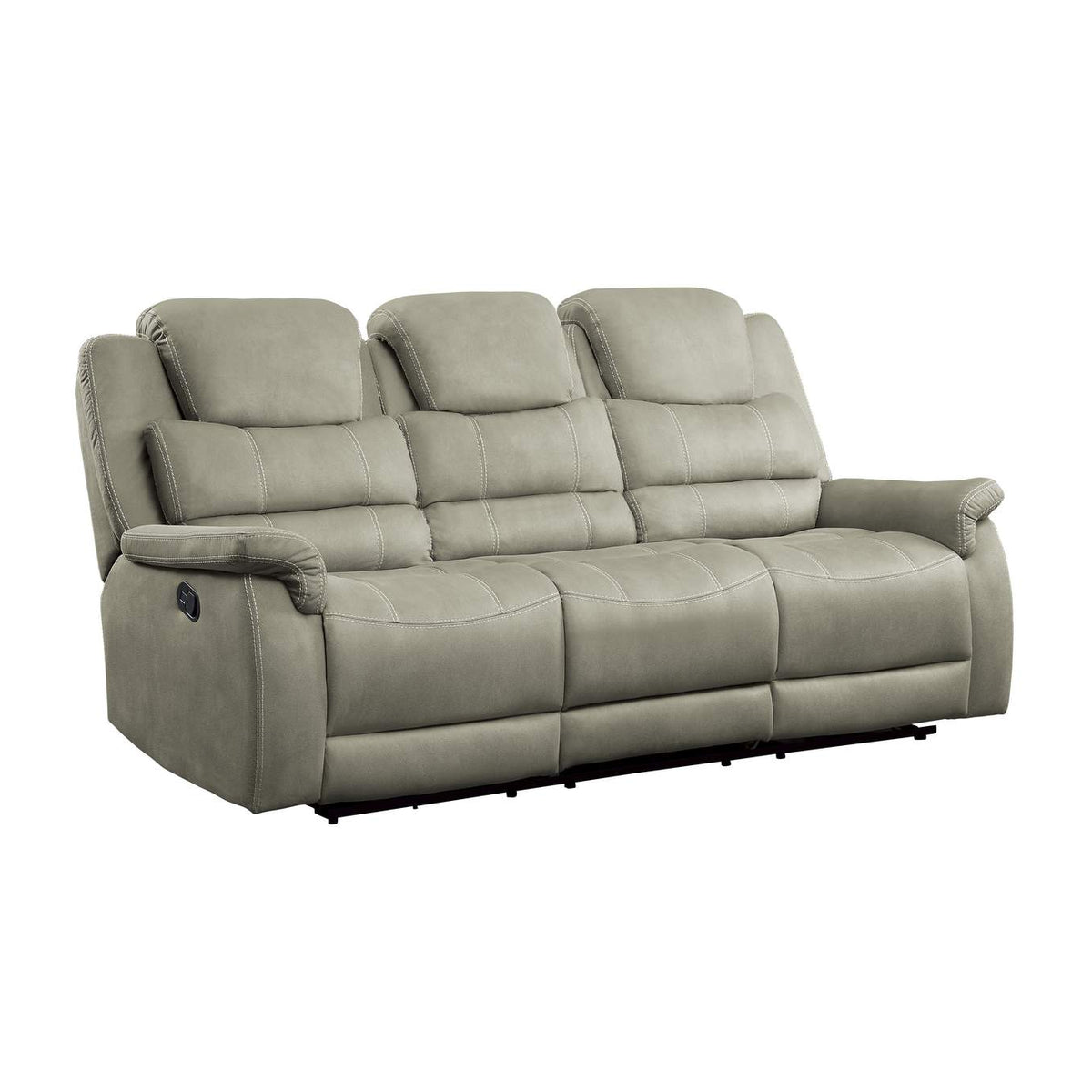 9848GY-3 Shola Double Reclining Sofa with Center Drop-Down Cup Holders, Receptacles and USB Ports