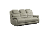 9848GY-3 Shola Double Reclining Sofa with Center Drop-Down Cup Holders, Receptacles and USB Ports