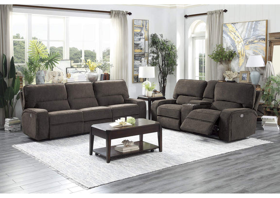 9849CH-3PWH Borneo Power Double Reclining Sofa with Power Headrests and USB Ports