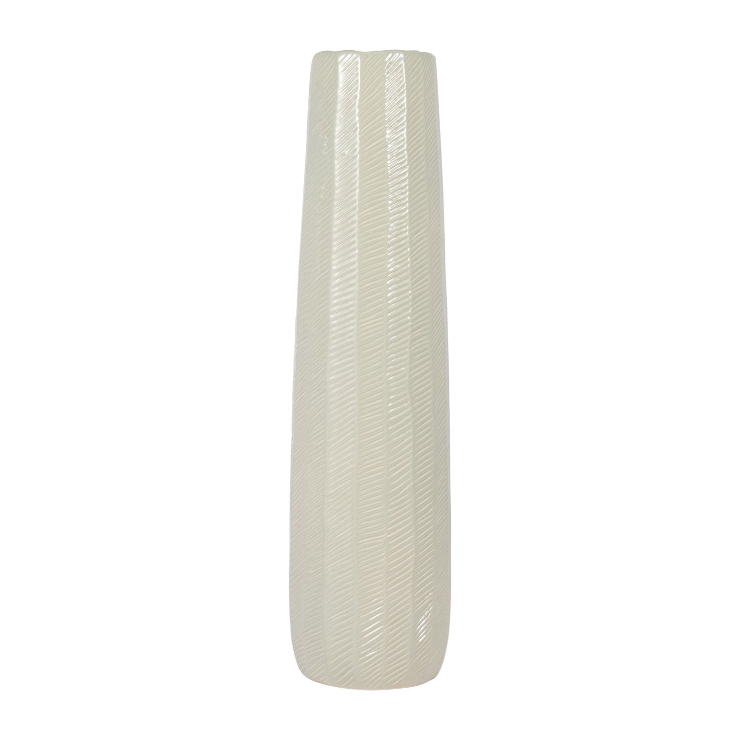 Ceramic 24" Etched Lines Cylinder Vase - Cucumber