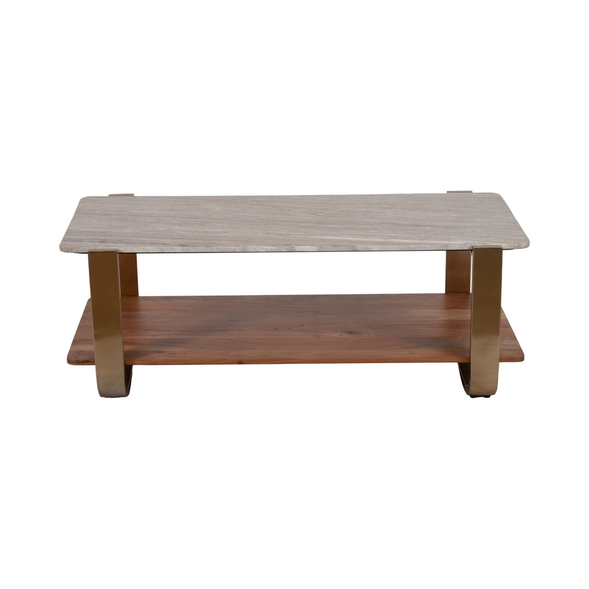 17" Marble Top Rectangle Coffee Table - Gold