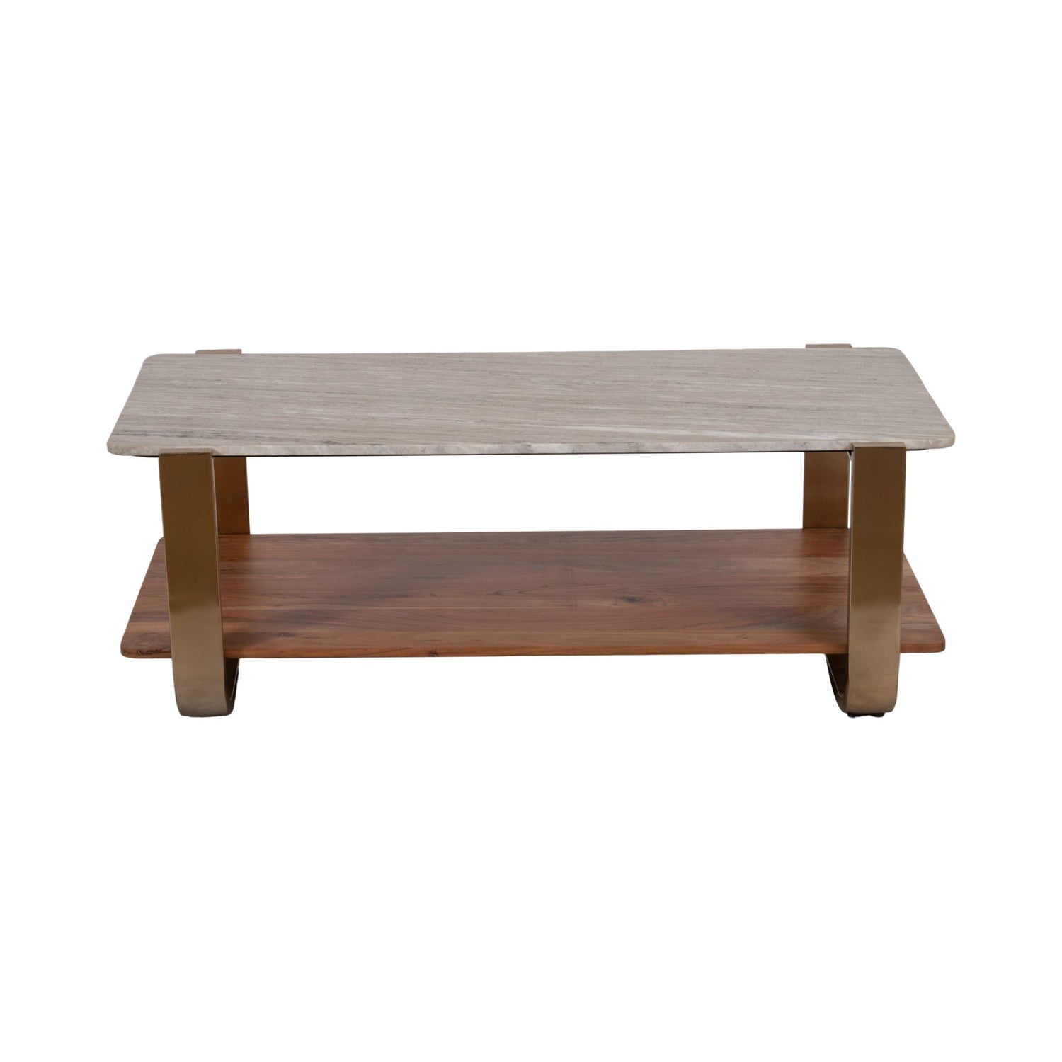 17" Marble Top Rectangle Coffee Table - Gold
