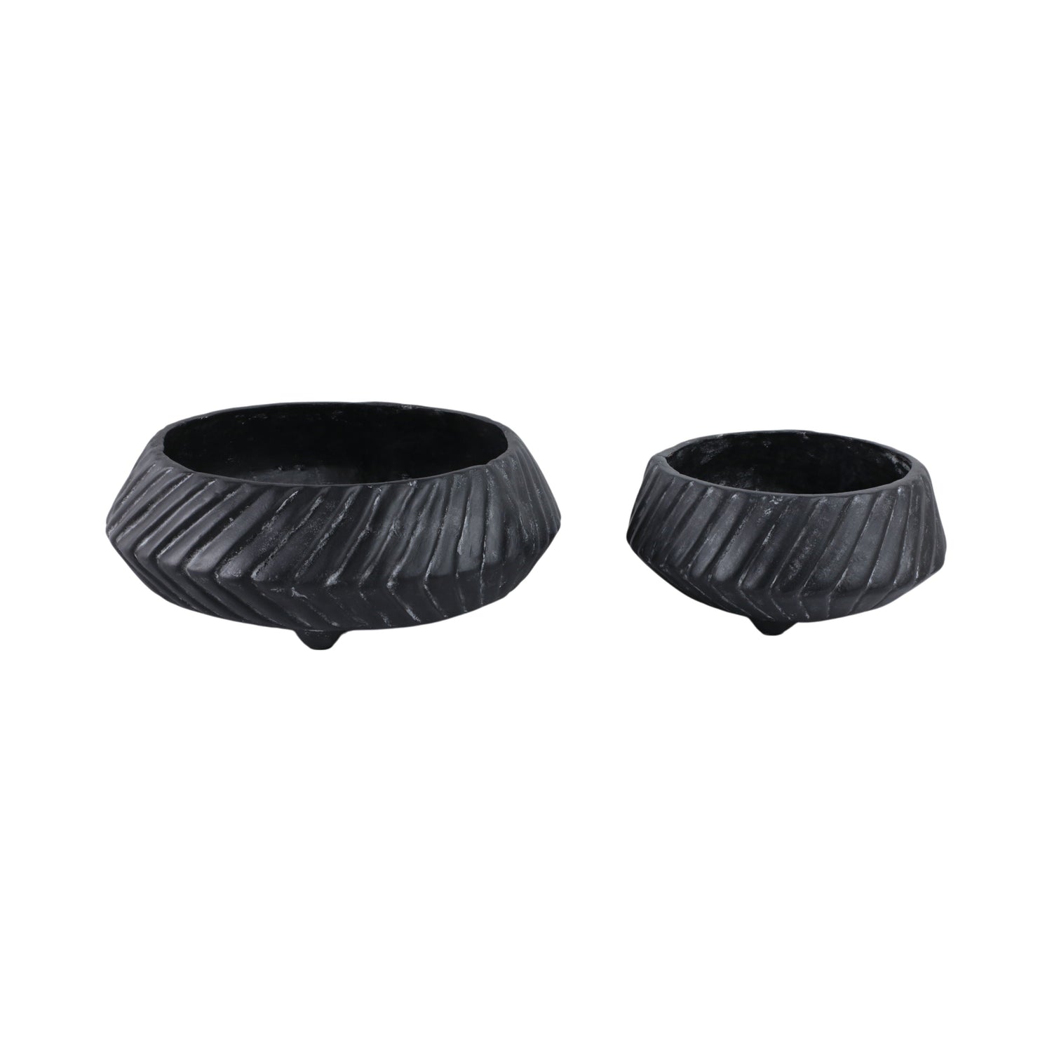 11" / 15" Tapered Ecomix Bowls With Lines (Set of 2) - Black
