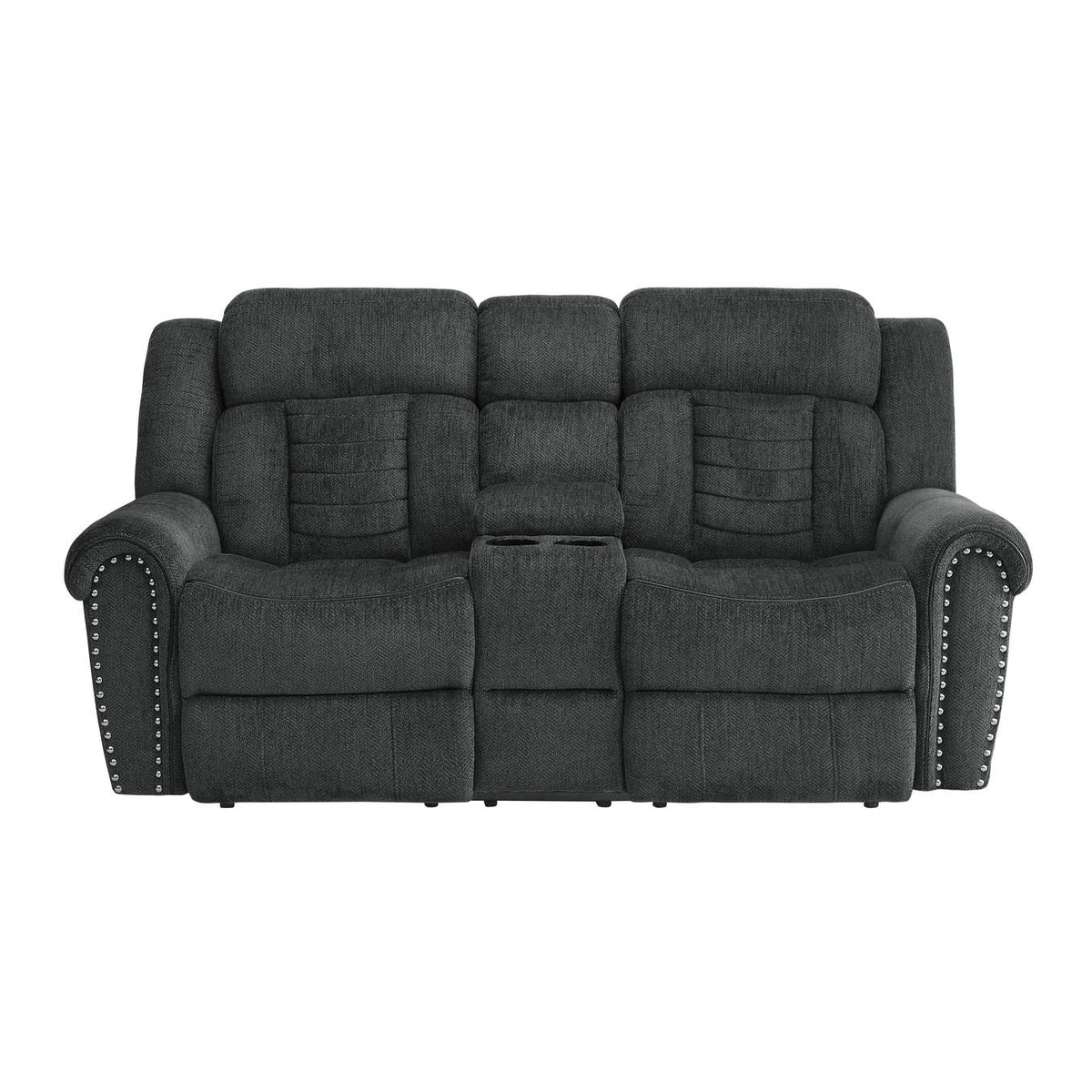 9901CC-2 Nutmeg Double Reclining Love Seat with Center Console