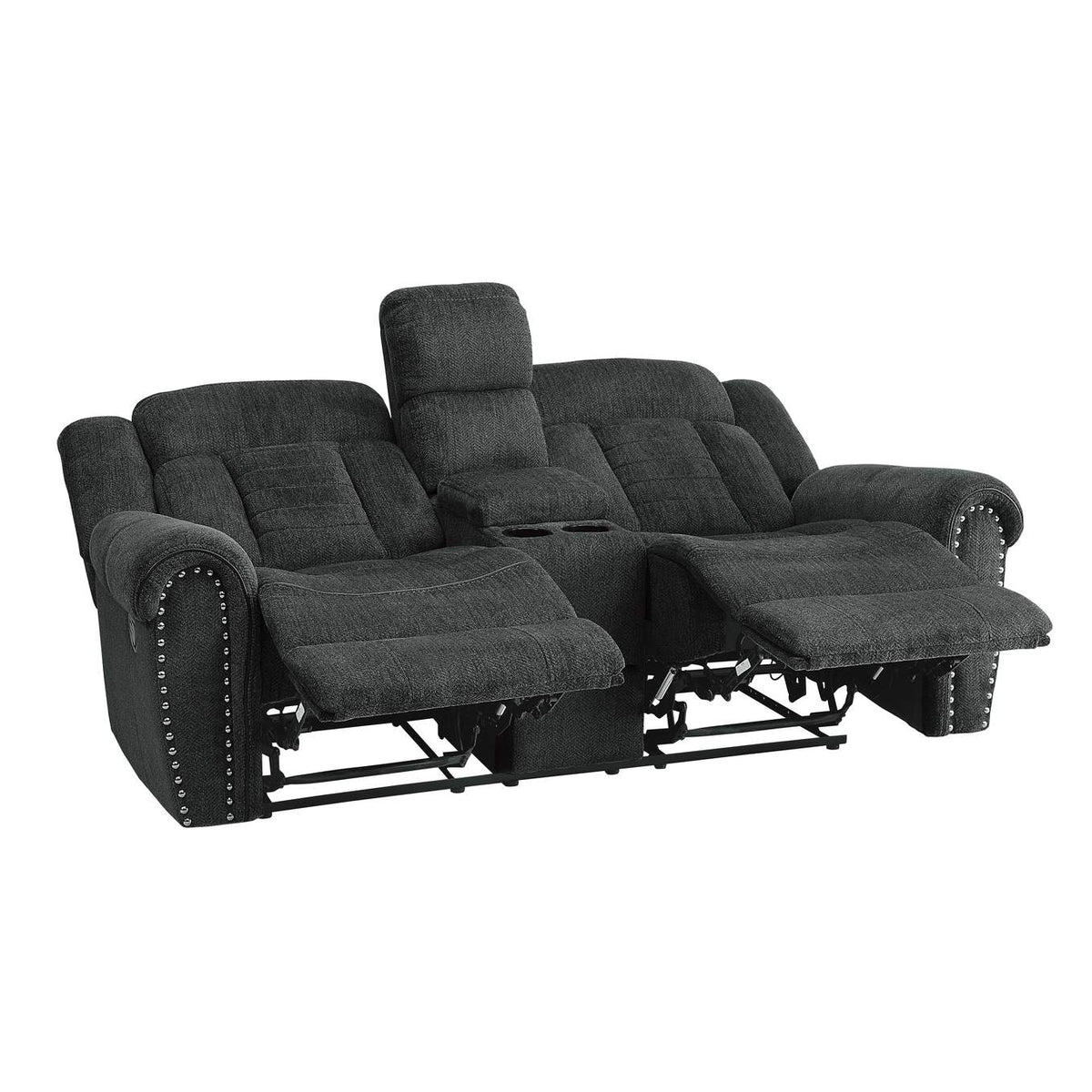 9901CC-2 Nutmeg Double Reclining Love Seat with Center Console