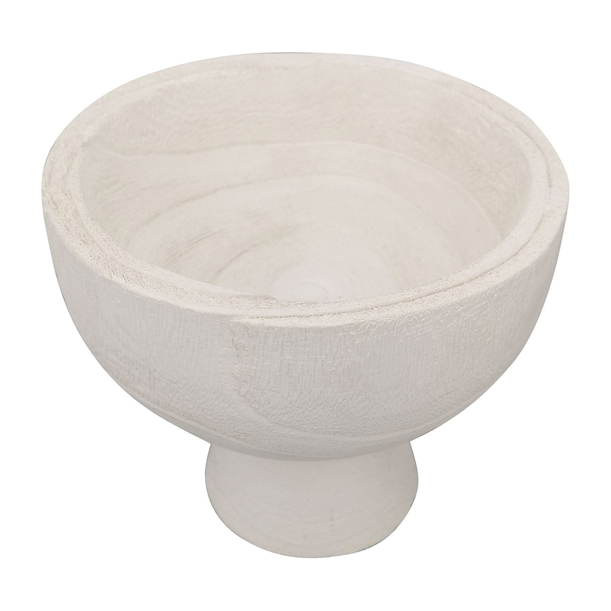 Wood 8" Bowl With Stand - White