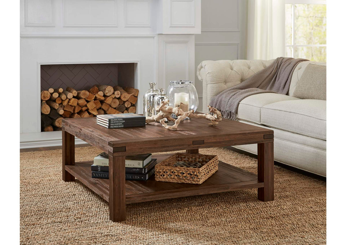 3F4121 Meadow Solid Wood Square Coffee Table In Brick Brown