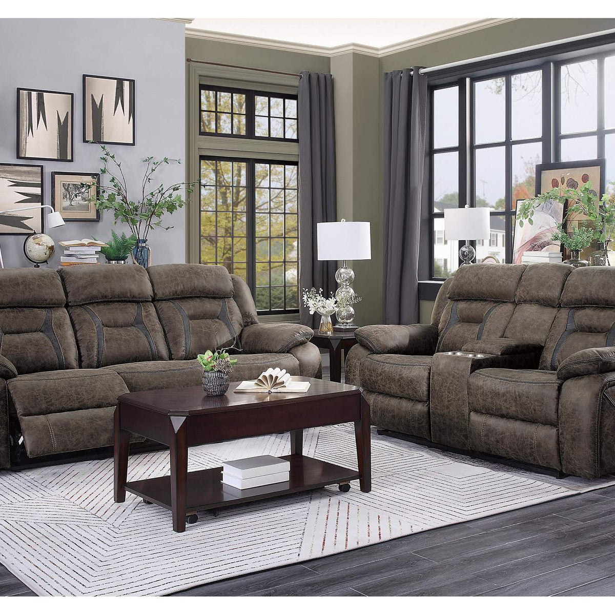 9989DB-2 Hill Double Reclining Love Seat with Center Console