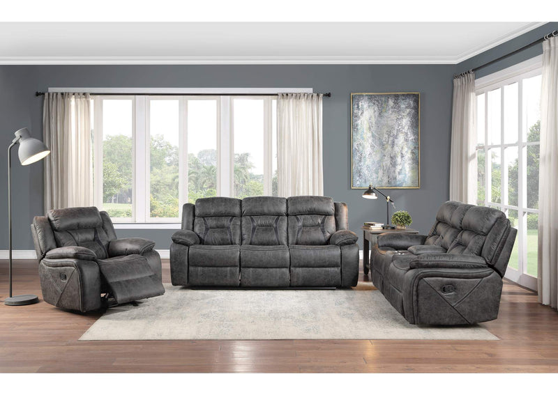 9989GY-2 Hill Double Reclining Love Seat with Center Console