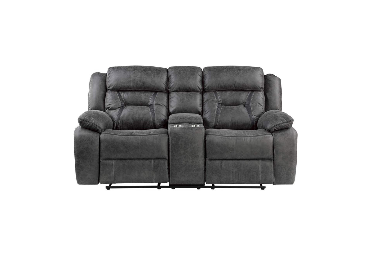 9989GY-2 Hill Double Reclining Love Seat with Center Console