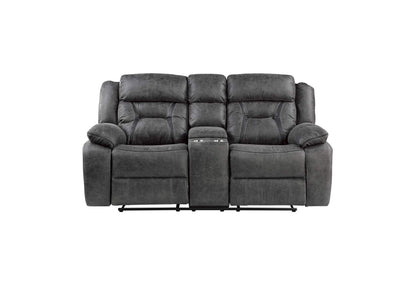 9989GY-2 Hill Double Reclining Love Seat with Center Console