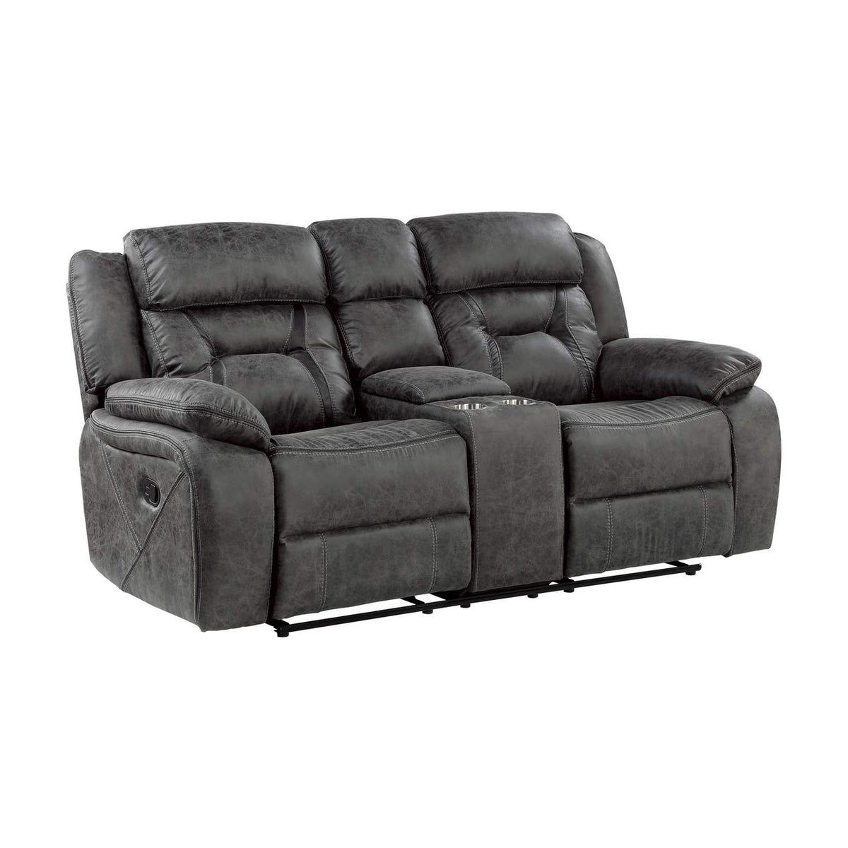 9989GY-2 Hill Double Reclining Love Seat with Center Console