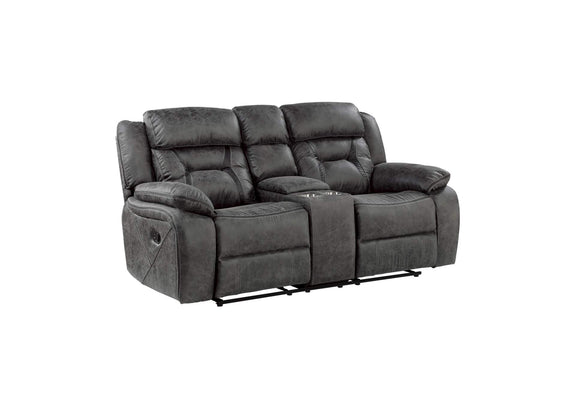 9989GY-2 Hill Double Reclining Love Seat with Center Console