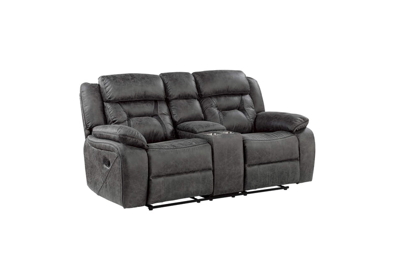 9989GY-2 Hill Double Reclining Love Seat with Center Console
