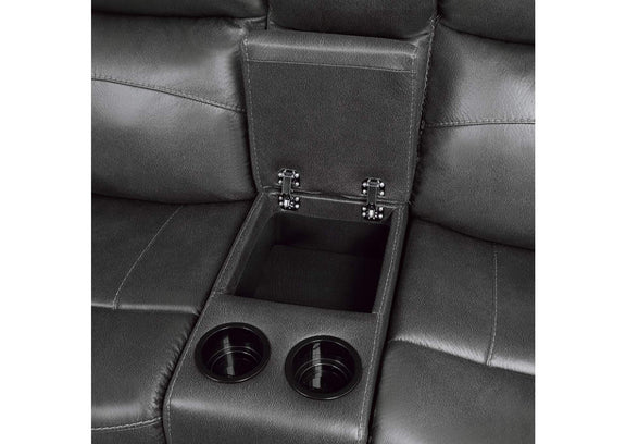 9990GY-2 Yerba Double Lay Flat Reclining Love Seat with Center Console