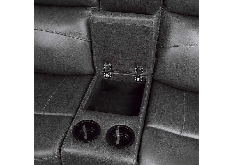 9990GY-2 Yerba Double Lay Flat Reclining Love Seat with Center Console