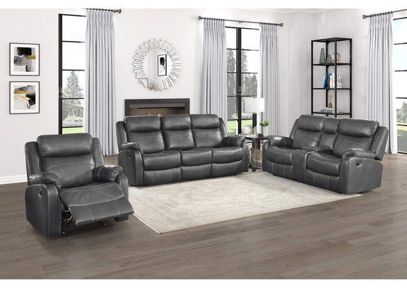 9990GY-2 Yerba Double Lay Flat Reclining Love Seat with Center Console
